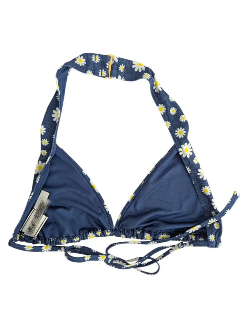 Pink X Frankie's Bikinis Blue Daisy Bikini Set Halter Top Reign Bottom Set XL/L